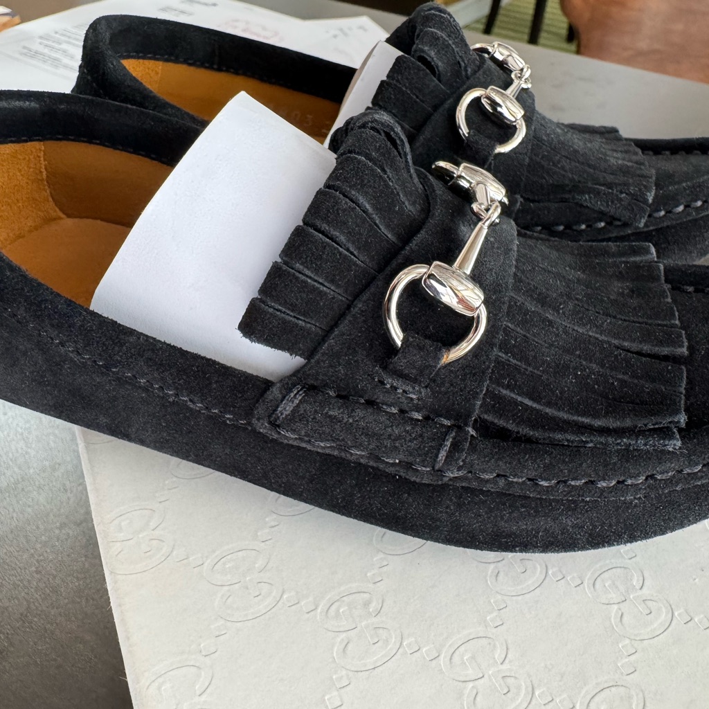 Gucci Black Kids Moccasins With Silver Detail